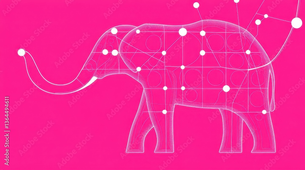 Pink Elephant Abstract Art with Digital Design. Pink Elephant Abstract Art with Digital Design.