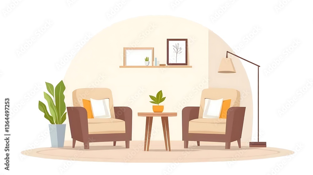 Fototapeta premium Cozy Living Room Interior Design. (3)