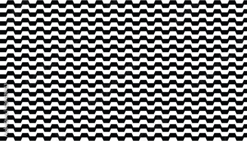 Repeating black and white wave texture in portuguese pavement style. black and white seamless vector pattern background