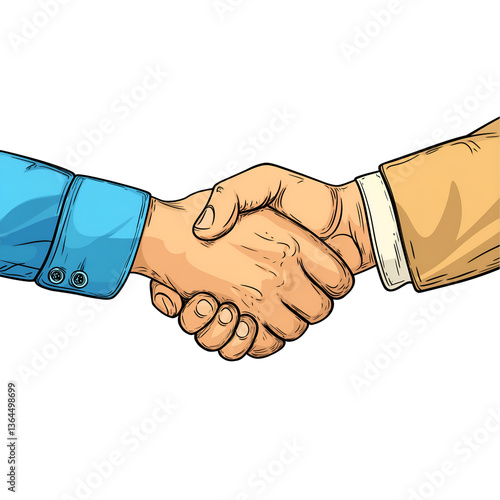 Handshake Illustration Depicting Agreement and Partnership on White and Transparent Background, Business and Office Icons Concept