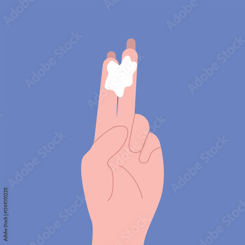 White sticky vaginal discharge in hand woman against isolated background. vector illustration. Vaginal discharge icon. woman vaginal healths.