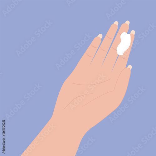White sticky vaginal discharge in hand woman against isolated background. vector illustration. Vaginal discharge icon. woman vaginal healths.