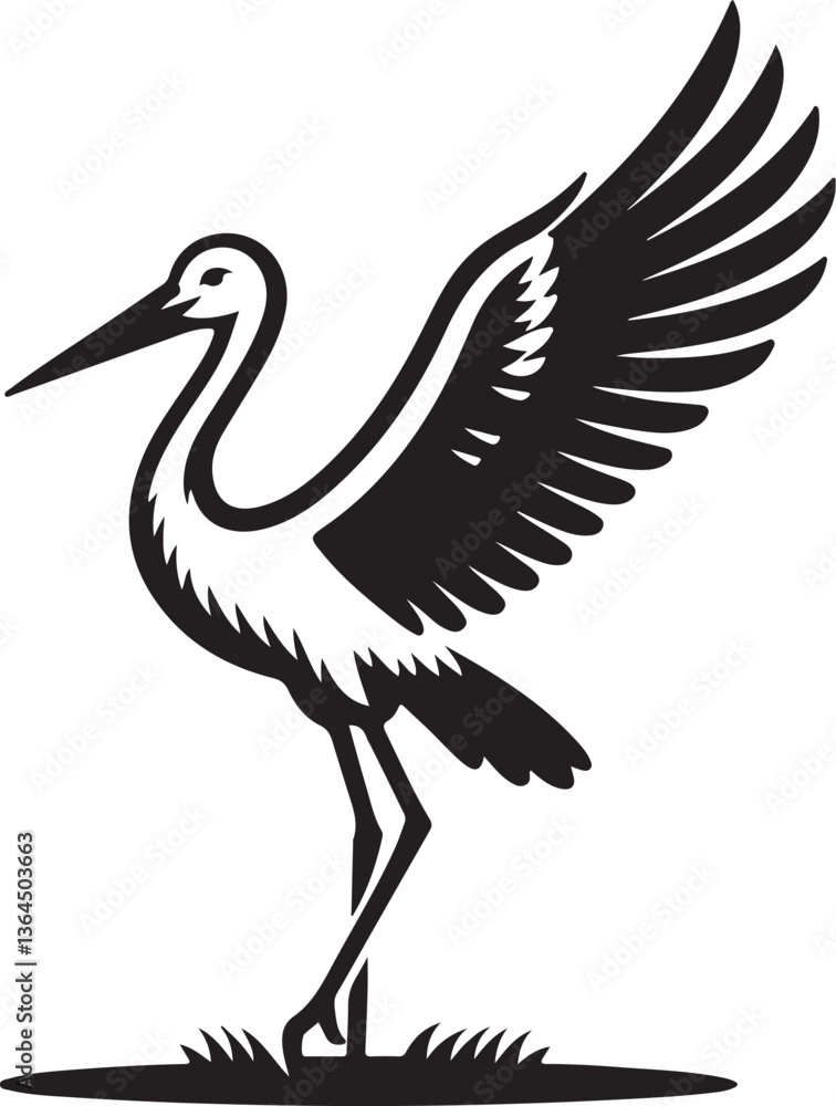 Fototapeta premium stork on white background