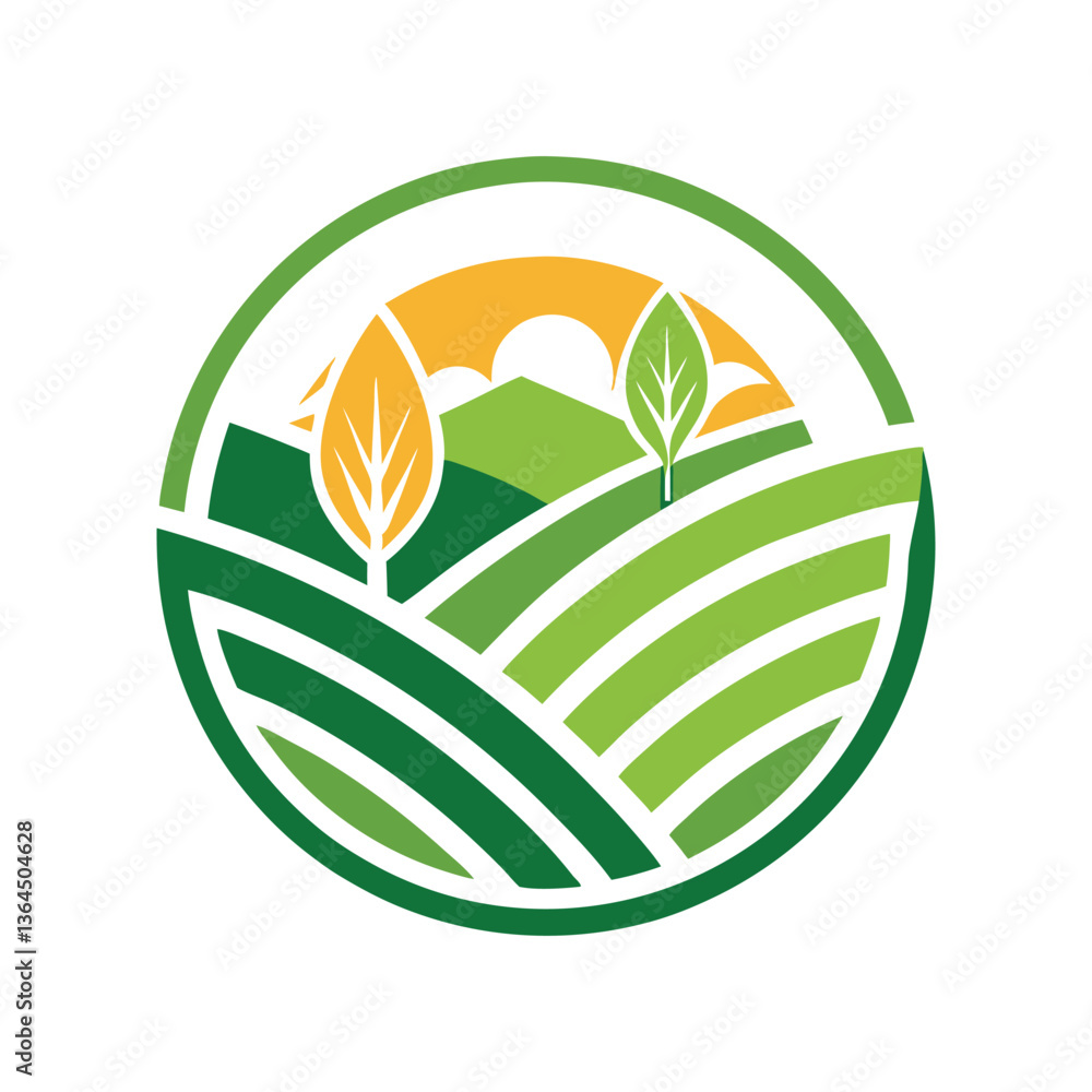 Fototapeta premium agricultural logo with tractor and harvest