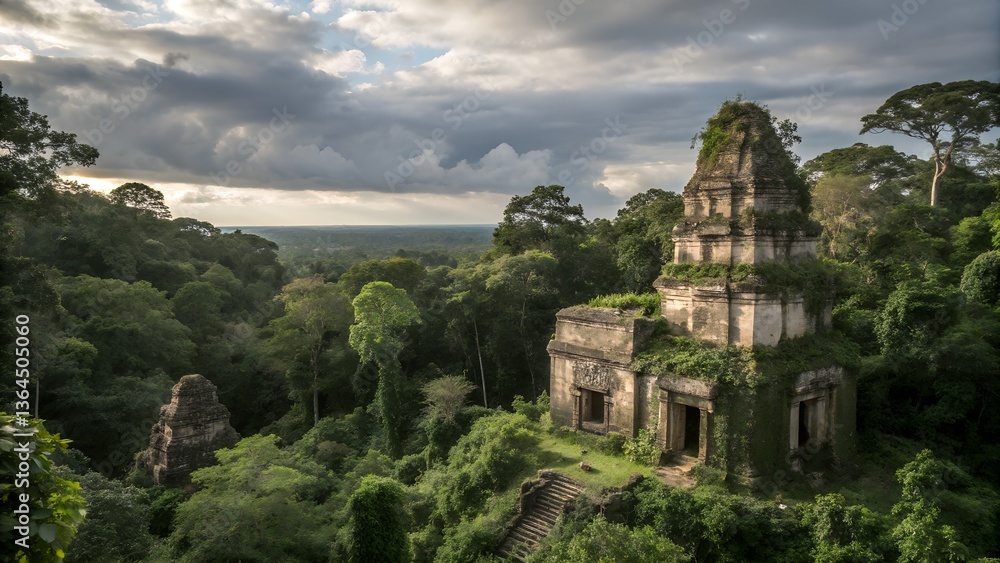 Ancient Temple Ruins in a Dense Jungle Ancient Temple Ruins in a Dense Jungle