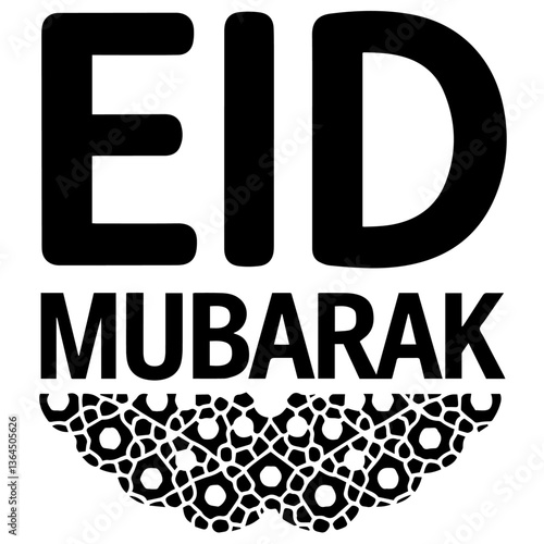 Black eid mubarak lettering with design vector.