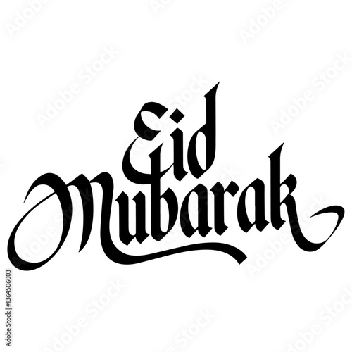 Eid mubarak lettering vector illustration.
