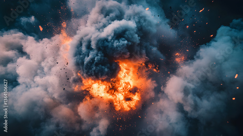 Wallpaper Mural A large explosion in the sky with a lot of smoke and fire Torontodigital.ca