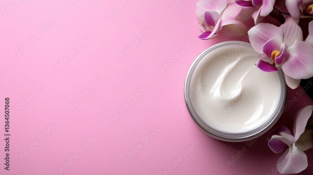 Luxurious face cream with orchid blossoms Luxurious face cream with orchid blossoms