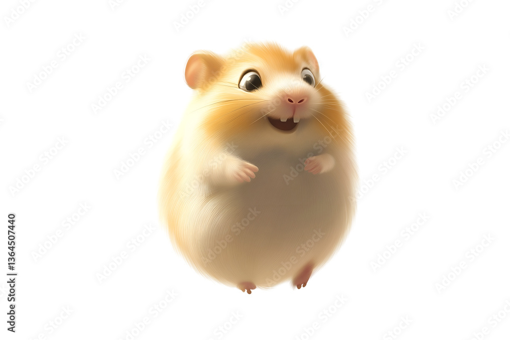 Cute Hamster Jumping with a Big Smile on a White and Transparent Background, Pets and Domesticated Animals Concept Cute Hamster Jumping with a Big Smile on a White and Transparent Background, Pets and Domesticated Animals Concept