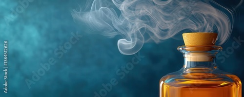 smoke curling from a magic potion bottle flat design top view fantasy theme 3D render Complementary Color Scheme