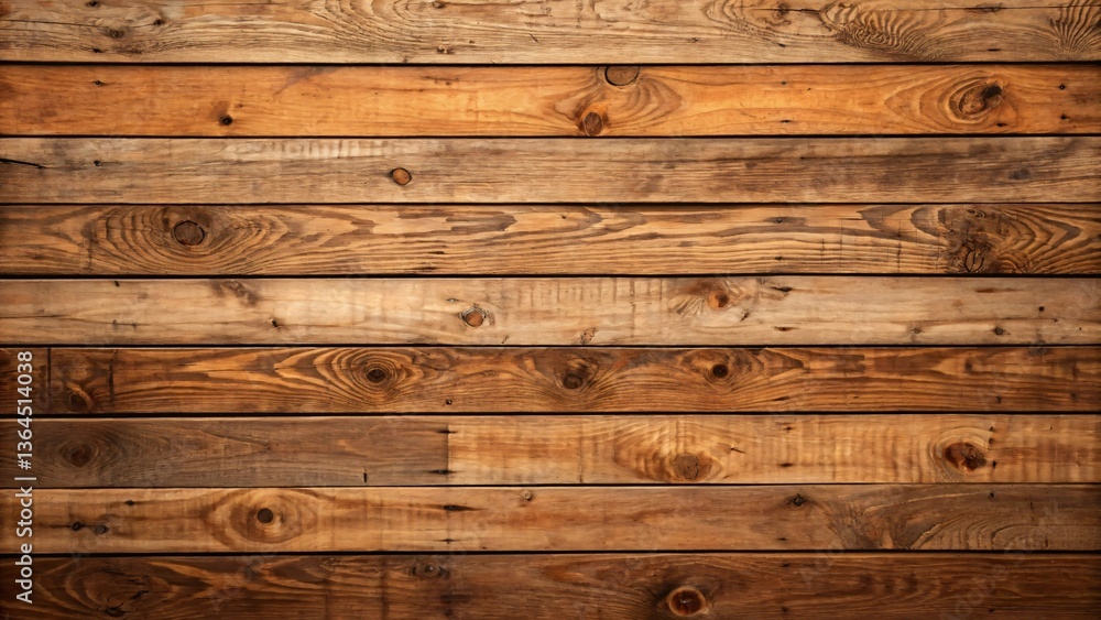 Naklejka premium Rustic Brown Wooden Planks Background Texture Horizontal Wood Grain Pattern