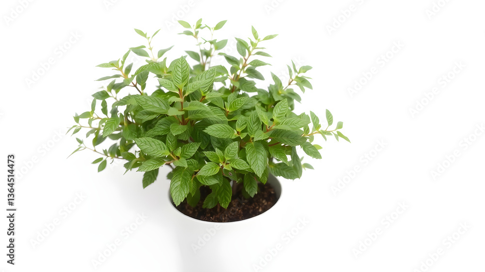 Fototapeta premium Plant in a modern flowerpot on white background.