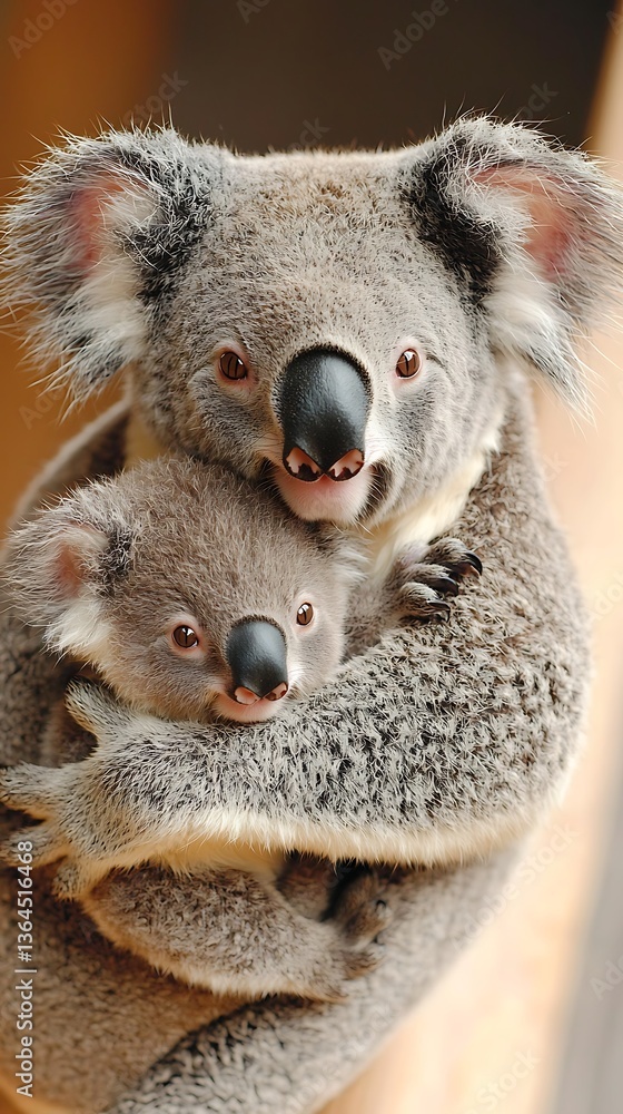 Naklejka premium Koalas Hugging Close-up