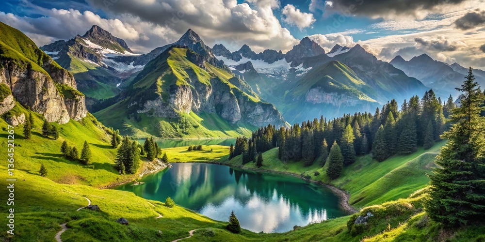 Fototapeta premium Stunning Gantrisch Nature Park Landscape, Berner Oberland, Switzerland