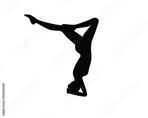 Silhouettes of woman doing exercise fitness gym meditation yoga poses stretch exercise. Flat vector illustration isolated on white background

