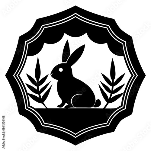 Easter themed digital sticker silhouette vector illustration 