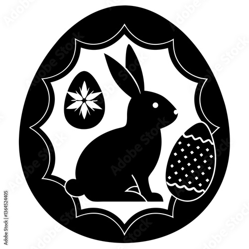 Easter themed digital sticker silhouette vector illustration 