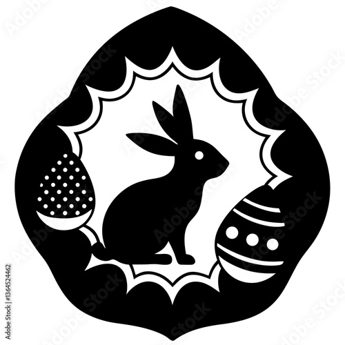 Easter themed digital sticker silhouette vector illustration 