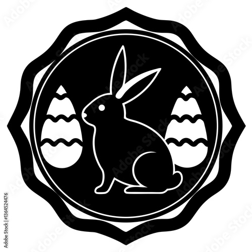Easter themed digital sticker silhouette vector illustration 