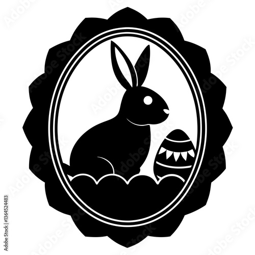 Easter themed digital sticker silhouette vector illustration 