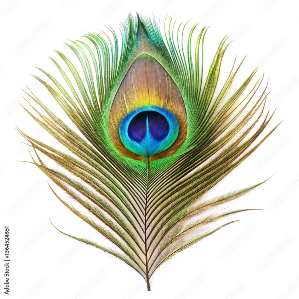 Obraz premium A Stunning Closeup of a Single Peacock Feather with Vibrant Colors and Intricate Details