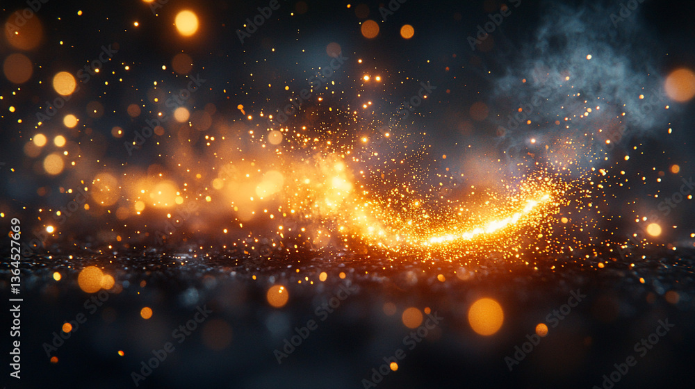 Fototapeta premium Abstract fiery curve on dark surface