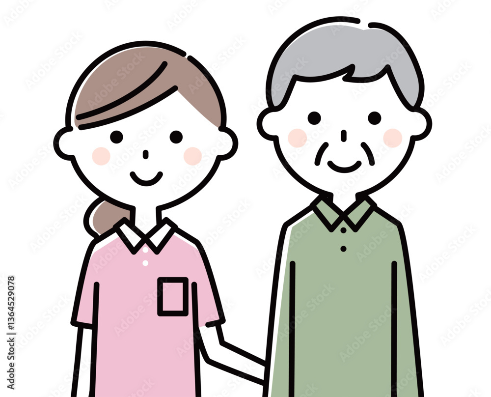 高齢者と介護スタッフ 高齢者と介護スタッフ