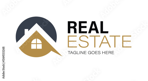 Black Gold Real Estate Logo. Construction Architecture Building Logo Design Template Element