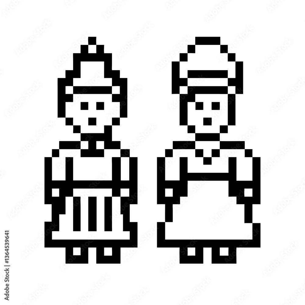 Fototapeta premium A boy and a girl stand in national costumes. Vector