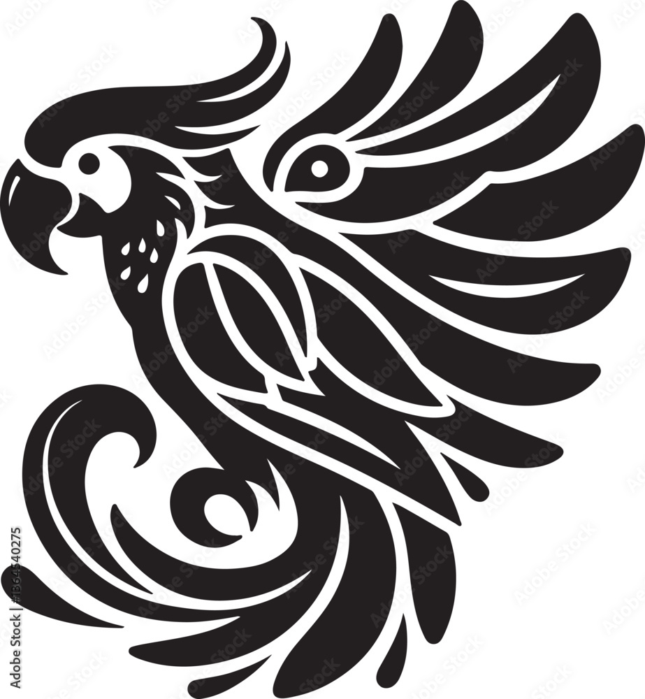 Fototapeta premium black and white parrot