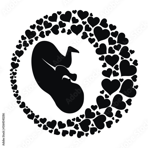 Human fetus inside the womb. Vector Illustration