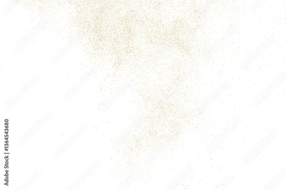 Gold texture pattern on transparent background. Old paper surface. Light golden confetti. Yellow Illustration backdrop. PNG design element.