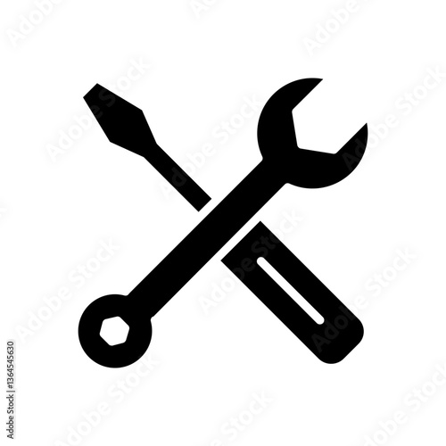 Repair icon. Wrench and screwdriver crossed in solid style
