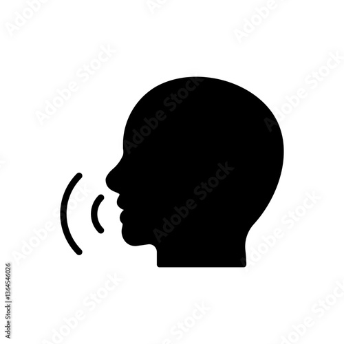 Speak icon, talk or talking person sign, speech icon for interview, interact and talks controls, man with open mouth – stock vector