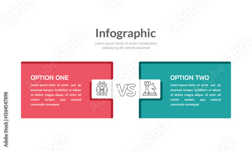 Comparative diagram of a rectangle Infographic 2 options versus design template. Presentation, Report, Data, Information and Strategy. Vector illustration.