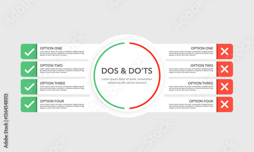 Infographic design template compare 4 options do or don't for business. Business presentation, Strategy and Planning, Vector Illustration.
