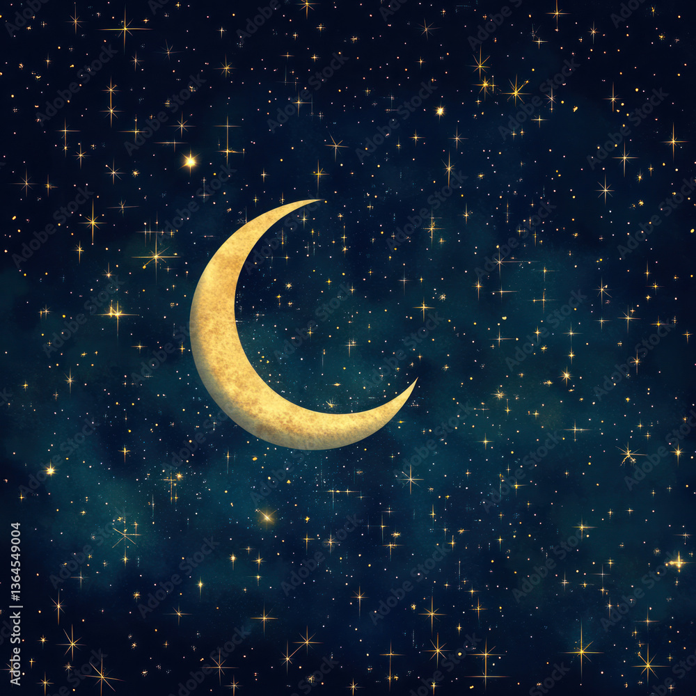 Fototapeta premium moon and stars on blue background