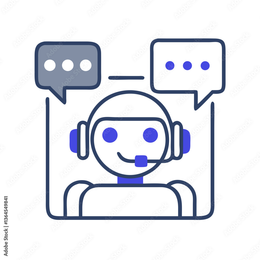 Customer service agent with headset and speech bubbles icon Customer service agent with headset and speech bubbles icon