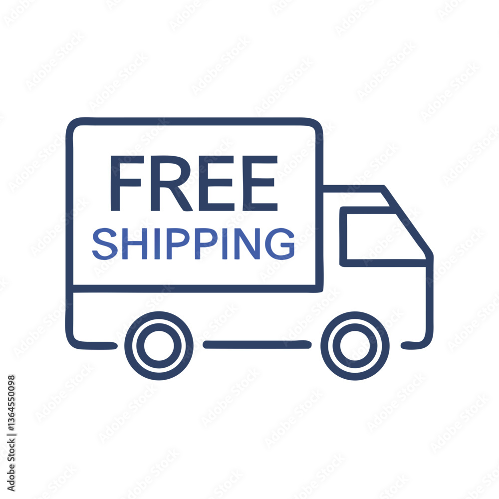 Free shipping truck icon in flat outline style Free shipping truck icon in flat outline style