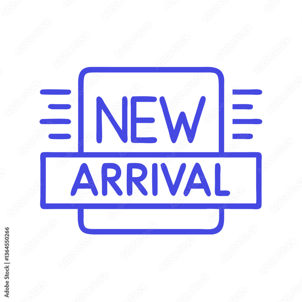 New arrival banner icon with rays in flat line style New arrival banner icon with rays in flat line style