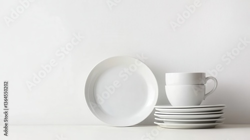 Wallpaper Mural Clean White Tableware Arrangement on Minimalist Kitchen Surface Torontodigital.ca