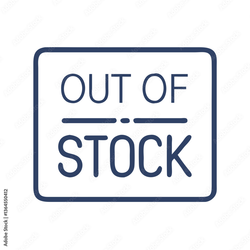 Out of stock sign icon in boxed flat outline style Out of stock sign icon in boxed flat outline style