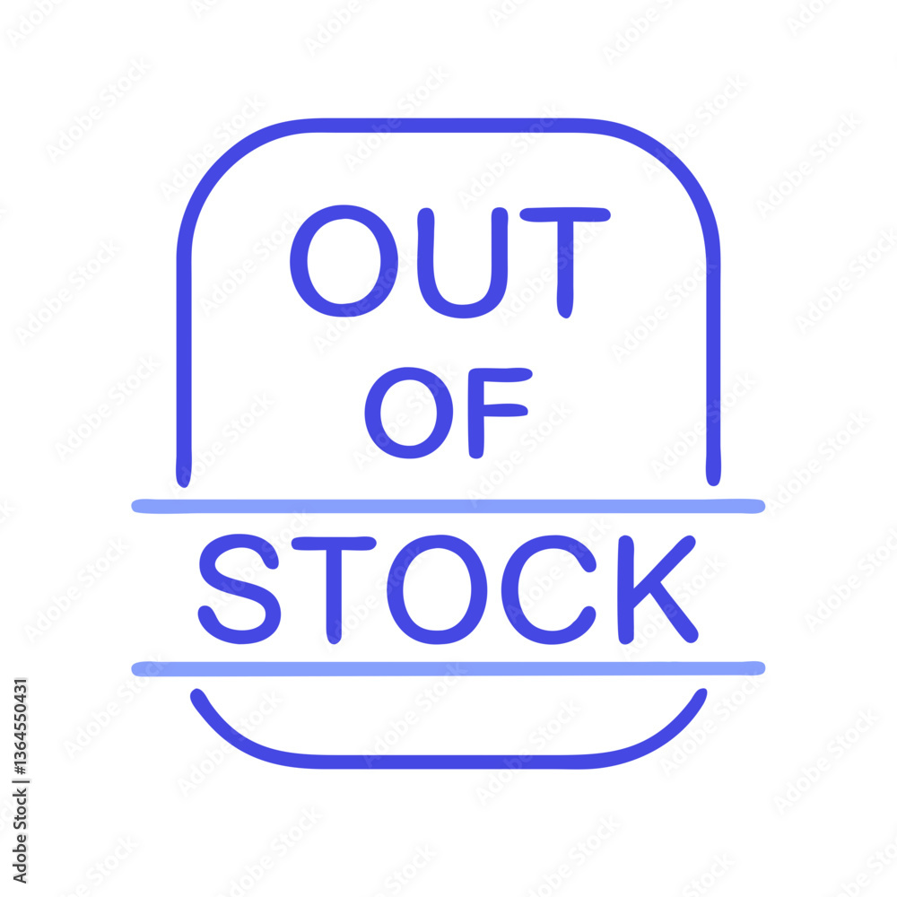 Out of stock label icon with underline in flat style Out of stock label icon with underline in flat style