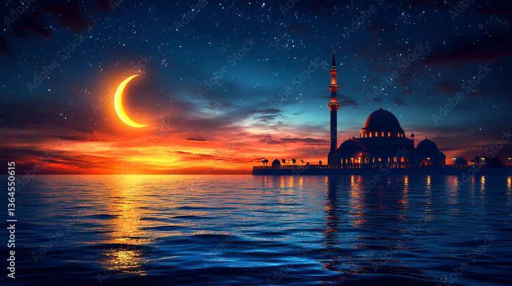 Obraz premium Beautiful Blue Mosque in Istanbul at sunset or night