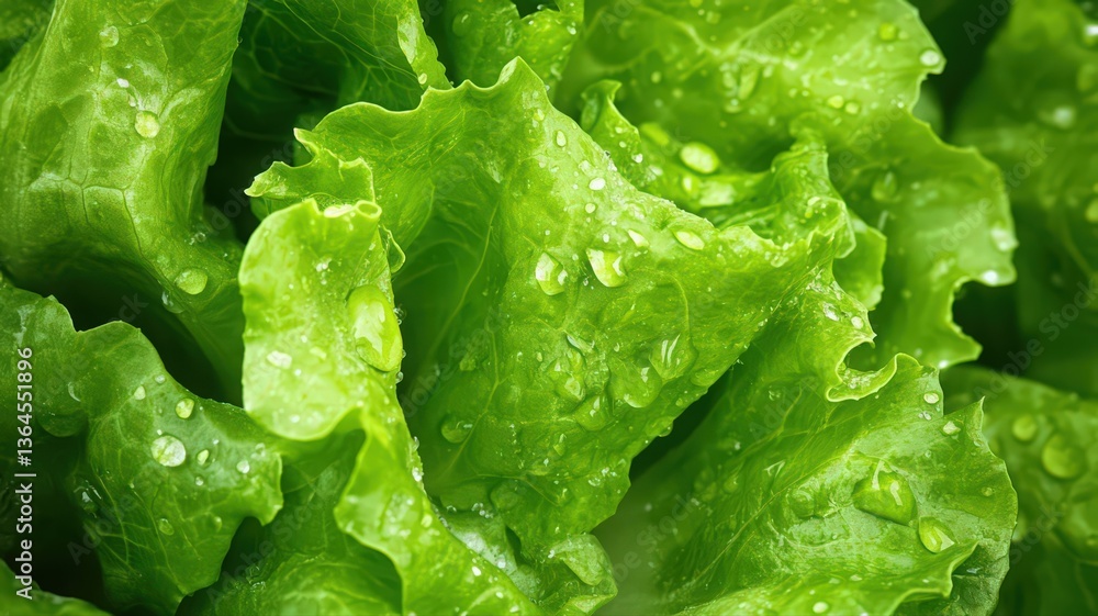 Fresh Green Lettuce Leaves with Water Droplets Close Up Fresh Green Lettuce Leaves with Water Droplets Close Up