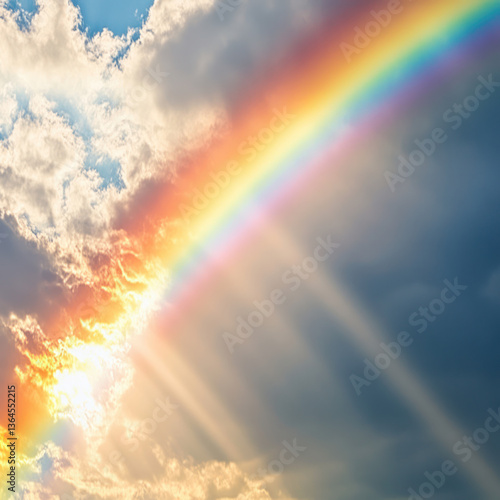 rainbow over the blue sky