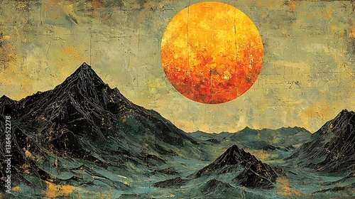 Majestic Mountains, Fiery Sun