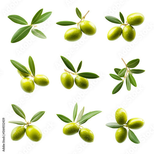 Wallpaper Mural Fresh Green Olives Branch Clusters Isolated White Background isolated on transparent Torontodigital.ca