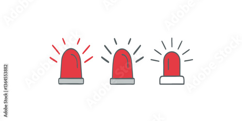 Print  Red emergency flashers Siren icon in flat style.Emergency Flashing Siren.security police attention light signal style isolated on white background.